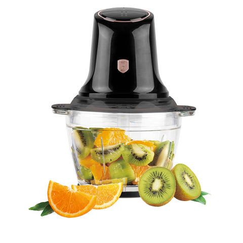  BH/9575, Picadora multifunción con recipiente de vidrio, color negro y oro rosa, picadora multifunción, eléctrica, picadora, picadora de alimentos, picadora de verduras, picadora de ajo, multifunción, utensilios de cocina, rebanadora y picadora.