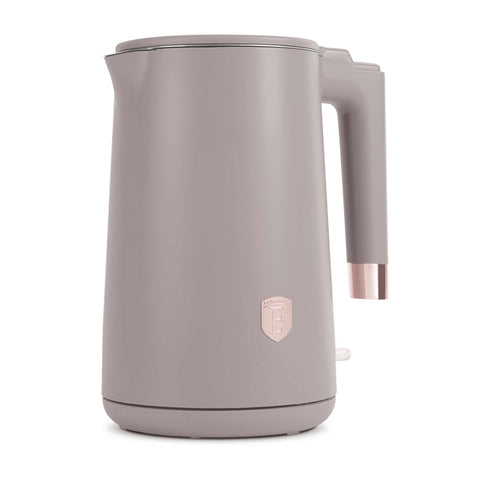 Product image of Double wall kettle. Part of the Taupe Collection . Features: • Material: stainless steel inside, plastic outside • Capacity: 1,7L • Voltage: 220-240V,50/60Hz • Power: 1800 W • Length of power cord: 75 cm • Co.... (Studio view). Official Berlinger Haus product, boosted by Promintra sl.