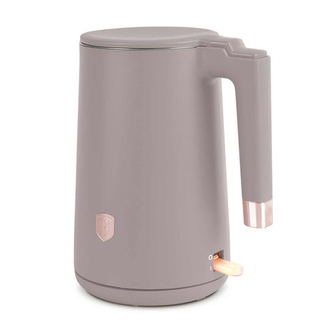 Product image of Double wall kettle. Part of the Taupe Collection . Features: • Material: stainless steel inside, plastic outside • Capacity: 1,7L • Voltage: 220-240V,50/60Hz • Power: 1800 W • Length of power cord: 75 cm • Co.... (Studio view). Official Berlinger Haus product, boosted by Promintra sl.