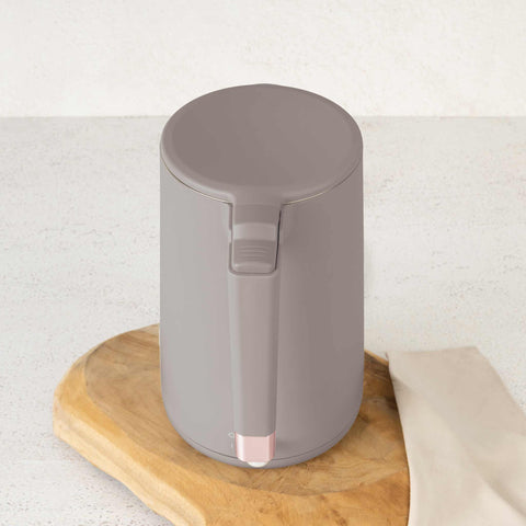 Product image of Double wall kettle. Part of the Taupe Collection . Features: • Material: stainless steel inside, plastic outside • Capacity: 1,7L • Voltage: 220-240V,50/60Hz • Power: 1800 W • Length of power cord: 75 cm • Co.... (Studio view). Official Berlinger Haus product, boosted by Promintra sl.