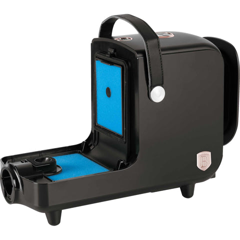 Product image of Pet grooming vacuum cleaner. Part of the Black Rose Collection . Features: • Power: 220-240V, 50-60Hz, 350W • Dust capacity: 2,2L • Accessories: • Hair remover roller • Crevice tool • Deshedding brush • Grooming brush • El.... (Studio view). Official Berlinger Haus product, boosted by Promintra sl.