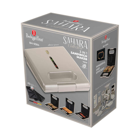  BH/9584, sandwichera 3 en 1 con placas desmontables, crema mate, sandwichera 3 en 1, eléctrica, sandwichera eléctrica, prensa para paninis, panini maker, grill, waflera, multifuncional, electrodomésticos de cocina, sandwichera