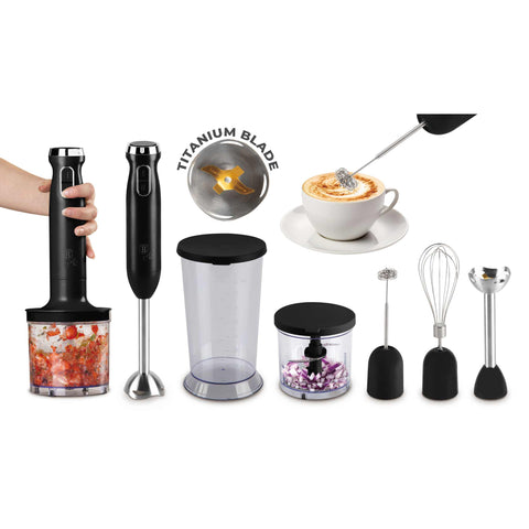  BH/9597, batidora de mano 6 en 1, color negro mate, eléctrica, de inmersión, con soporte, electrodomésticos