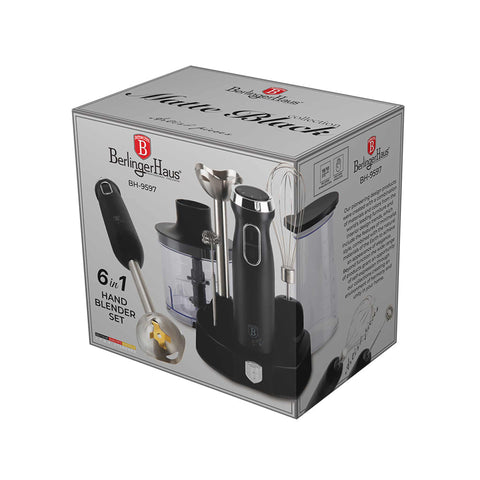  BH/9597, batidora de mano 6 en 1, color negro mate, eléctrica, de inmersión, con soporte, electrodomésticos