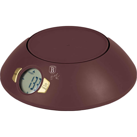 Báscula de cocina digital con bol, eléctrica, batería, báscula de cocina con bol, burdeos mate, NUEVA, BH/9615-PH, BH/9615