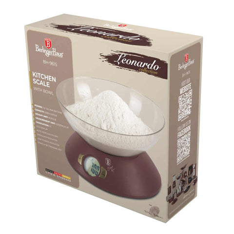  BH/9615, BH/9615-PH, BH/9615N, Báscula de cocina con recipiente, Burdeos mate, eléctrica/batería, báscula de cocina digital con recipiente, utensilios de cocina, báscula de cocina
