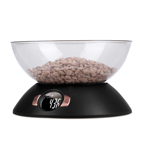  BH/9620, Báscula de cocina con recipiente, Negra, Oro rosa, Eléctrica/batería, Báscula de cocina digital con recipiente