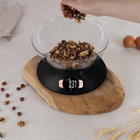  BH/9620, Báscula de cocina con recipiente, Negra, Oro rosa, Eléctrica/batería, Báscula de cocina digital con recipiente