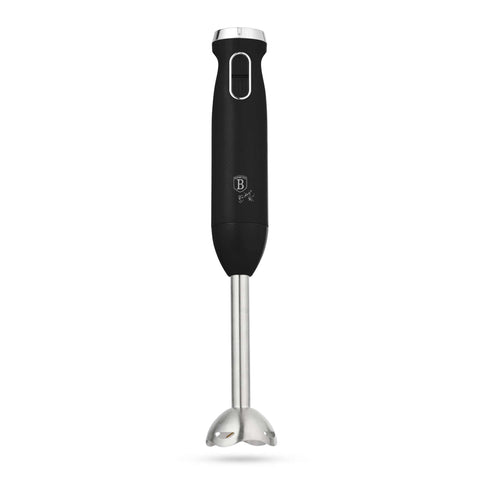 Product image of Hand blender. Part of the Black Vantage Collection/Matte Black Collection/Black Silver Collection/Eternal Collection . Features: • Material: stainless steel, plastic • Voltage: 220-240V 50-60Hz • Power: 800W • Color: matt black. (Studio view). Official Berlinger Haus product, boosted by Promintra sl.