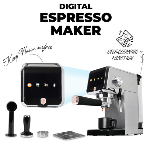  BH/9622, Cafetera digital espresso, Negra, Oro rosa, Cafetera espresso, Eléctrica, Cafetera eléctrica, Cafetera espresso con espumador de leche, Electrodomésticos de cocina, Cafetera