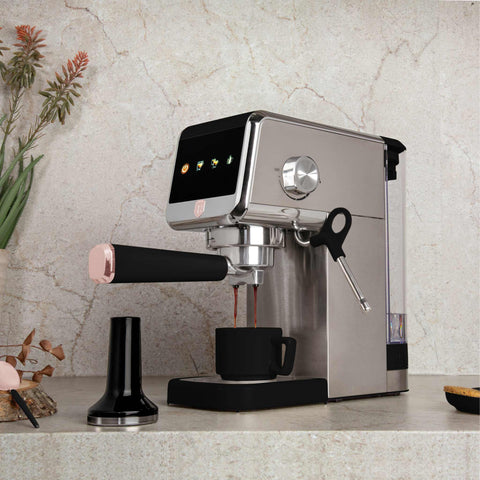  BH/9622, Cafetera digital espresso, Negra, Oro rosa, Cafetera espresso, Eléctrica, Cafetera eléctrica, Cafetera espresso con espumador de leche, Electrodomésticos de cocina, Cafetera
