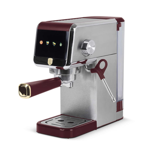 Product image of Digital espresso coffee maker. Part of the Leonardo Collection . Features: • Material: stainless steel • Power: 1350 W • Voltage: 220-240V 50-60 Hz • 1,2L water tank • 1 and 2 cup filter • 2 in 1 plastic spoon with stamper.... (Studio view). Official Berlinger Haus product, boosted by Promintra sl.
