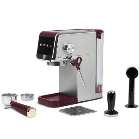 Product image of Digital espresso coffee maker. Part of the Leonardo Collection . Features: • Material: stainless steel • Power: 1350 W • Voltage: 220-240V 50-60 Hz • 1,2L water tank • 1 and 2 cup filter • 2 in 1 plastic spoon with stamper.... (Studio view). Official Berlinger Haus product, boosted by Promintra sl.