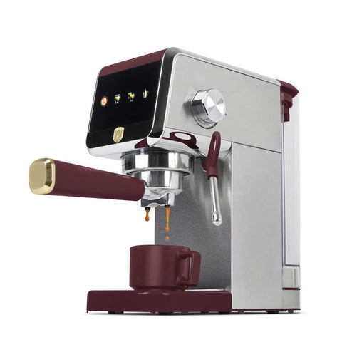 Product image of Digital espresso coffee maker. Part of the Leonardo Collection . Features: • Material: stainless steel • Power: 1350 W • Voltage: 220-240V 50-60 Hz • 1,2L water tank • 1 and 2 cup filter • 2 in 1 plastic spoon with stamper.... (Studio view). Official Berlinger Haus product, boosted by Promintra sl.