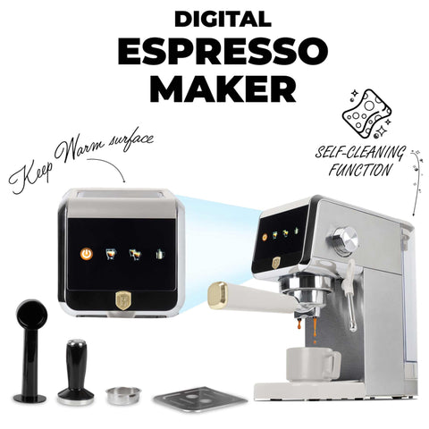  BH/9624, Cafetera digital espresso, Crema, cafetera espresso, eléctrica, cafetera eléctrica, cafetera espresso con espumador de leche, Electrodomésticos de cocina, Cafetera