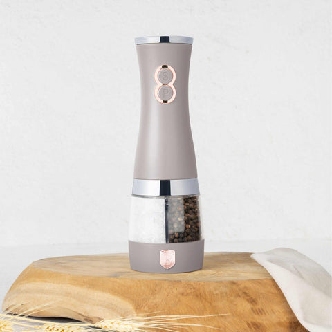BH/9646, molinillo eléctrico de sal y pimienta 2 en 1, color topo mate, molinillo de sal y pimienta 2 en 1, eléctrico/batería, molinillo eléctrico de sal y pimienta, 2 en 1, molinillo de sal y pimienta, utensilios de cocina, molinillo de sal y pimienta