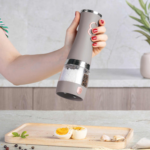 BH/9646, molinillo eléctrico de sal y pimienta 2 en 1, color topo mate, molinillo de sal y pimienta 2 en 1, eléctrico/batería, molinillo eléctrico de sal y pimienta, 2 en 1, molinillo de sal y pimienta, utensilios de cocina, molinillo de sal y pimienta