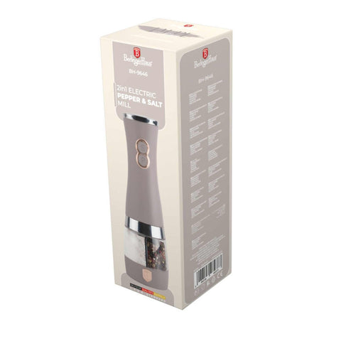 BH/9646, molinillo eléctrico de sal y pimienta 2 en 1, color topo mate, molinillo de sal y pimienta 2 en 1, eléctrico/batería, molinillo eléctrico de sal y pimienta, 2 en 1, molinillo de sal y pimienta, utensilios de cocina, molinillo de sal y pimienta