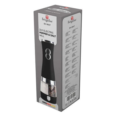 BH/9647, BH/9647A, 2in1 electric pepper and salt mill, matt-black, salt and pepper mill 2 in 1, electric,battery, electric salt and pepper mill, 2 in 1, salt and pepper grinder

