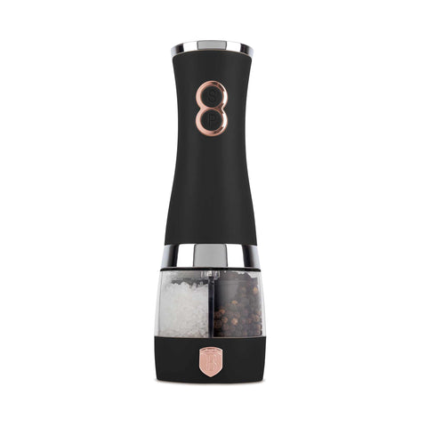 2 en 1, almacenamiento, batería, BH/9648, BH/9648A-4B, Black Rose Collection, café, ekitchen, eléctrico, Kitchen Gadgets, molinillo de sal y pimienta, molinillo de sal y pimienta 2 en 1, molinillo eléctrico de sal y pimienta, molinillo eléctrico de sal y pimienta 2 en 1, negro, oro rosa, Salt & Pepper Mill, té, té-café, vajilla