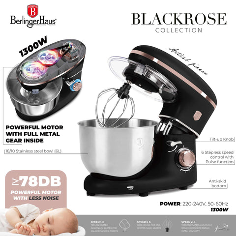  BH/9651, Robot de cocina, Negro, Oro rosa, robot de cocina, eléctrico, batidora de pie, robot de cocina