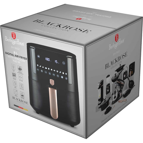  BH/9652, Freidora de aire de 8 l, negra, oro rosa, eléctrica, digital, sin aceite, electrodomésticos de cocina