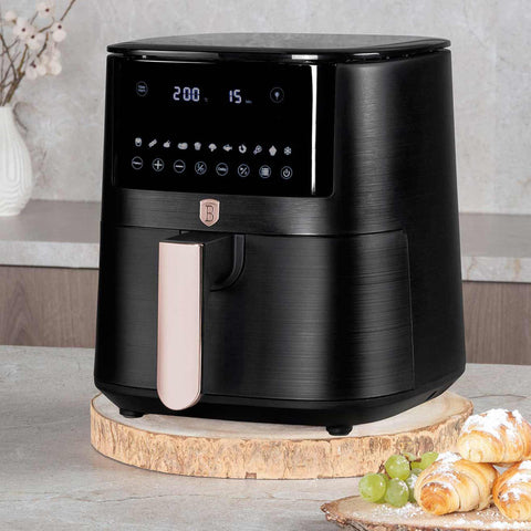  BH/9652, Freidora de aire de 8 l, negra, oro rosa, eléctrica, digital, sin aceite, electrodomésticos de cocina