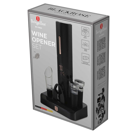  BH/9653, Juego de regalo para vino a pilas 6 en 1, Negro, Oro rosa, Abridor de vino, Eléctrico/a pilas, Aparato de cocina, Juego de abridor de vino eléctrico, Aparatos de cocina, Otros