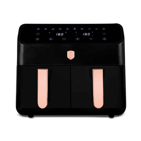 BH/9659, Freidora de aire de doble cesta 4+4L, Negra, Oro rosa, Freidora de aire doble, Eléctrica, Freidora de aire digital, Freidora de aire, Freidora de aire sin aceite, Freidora de aire de doble cesta, Freidora de aire con ventana, Electrodomésticos de cocina, Freidora de aire