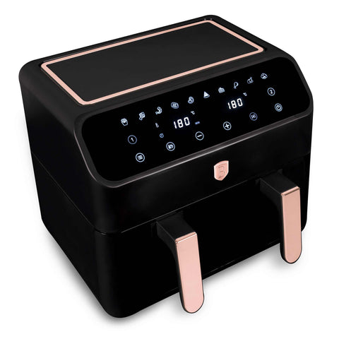 BH/9659, Freidora de aire de doble cesta 4+4L, Negra, Oro rosa, Freidora de aire doble, Eléctrica, Freidora de aire digital, Freidora de aire, Freidora de aire sin aceite, Freidora de aire de doble cesta, Freidora de aire con ventana, Electrodomésticos de cocina, Freidora de aire