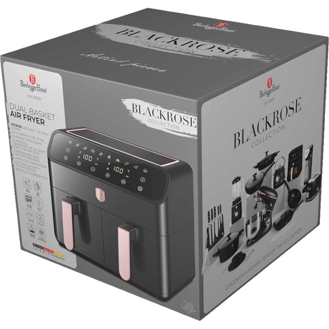 BH/9659, Freidora de aire de doble cesta 4+4L, Negra, Oro rosa, Freidora de aire doble, Eléctrica, Freidora de aire digital, Freidora de aire, Freidora de aire sin aceite, Freidora de aire de doble cesta, Freidora de aire con ventana, Electrodomésticos de cocina, Freidora de aire