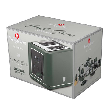  BH/9665, Tostadora digital, Verde mate, Tostadora eléctrica, Tostadora de dos rebanadas, Electrodomésticos de cocina