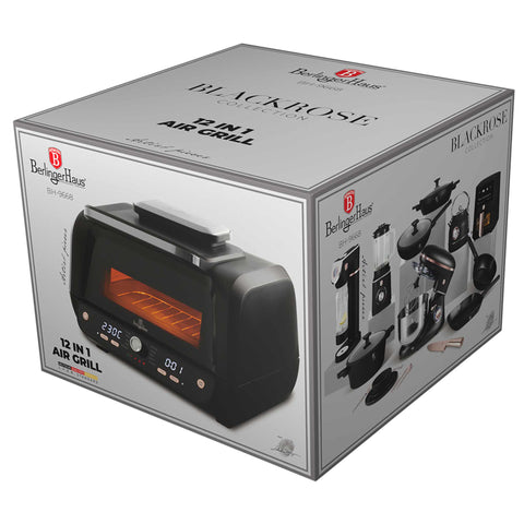 BH/9668, Parrilla de aire con ventana 12 en 1, Negra, Oro rosa, Parrilla de aire, Eléctrica, Parrilla de aire digital con ventana, Parrillas y barbacoa