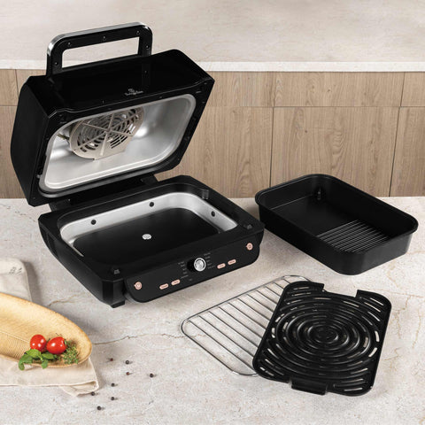 BH/9668, Parrilla de aire con ventana 12 en 1, Negra, Oro rosa, Parrilla de aire, Eléctrica, Parrilla de aire digital con ventana, Parrillas y barbacoa