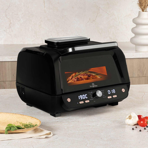 BH/9668, Parrilla de aire con ventana 12 en 1, Negra, Oro rosa, Parrilla de aire, Eléctrica, Parrilla de aire digital con ventana, Parrillas y barbacoa