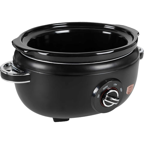 Product image of Slow cooker 3,5L. Part of the Black Rose Collection . Features: • Material: ceramic, detachable outer shell - iron housing • Voltage: 220-240V; • Frequency: 50/60 Hz • Power: 200W • Capacity: 3,5L • Color: black.... (Studio view). Official Berlinger Haus product, boosted by Promintra sl.