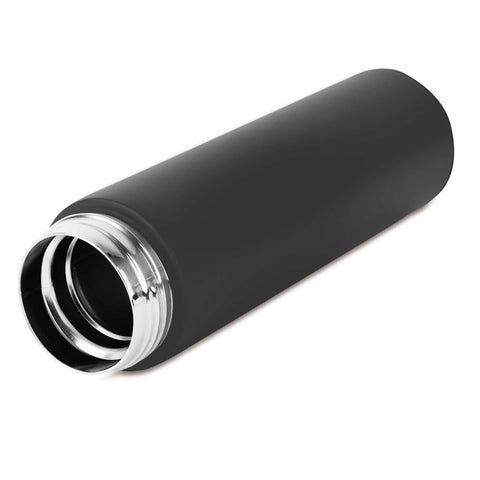 Product image of Drinking bottle with LED temperature display 0,5L. Part of the Matte Black Collection . Features: • Material: inner body 18/10 stainless steel with matt powder coating • Capacity: 0,5 L • 18/10 stainless steel purifying filter • Color: black- si.... (Studio view). Official Berlinger Haus product, boosted by Promintra sl.