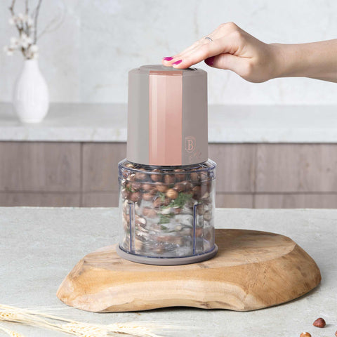  BH/9690, Picadora 2 en 1, color topo mate, minipicadora, eléctrica, picadora, picadora de alimentos, picadora de verduras, picadora de ajo, utensilios de cocina, rebanadora y picadora