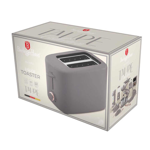  BH/9701, Tostadora con tapa, color topo mate, tostadora eléctrica, dos rebanadas, ranura ancha