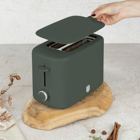  BH/9705, Tostadora con tapa, Verde Mate, Tostadora eléctrica, Tostadora, Dos rebanadas, Ranura ancha, Electrodomésticos de cocina