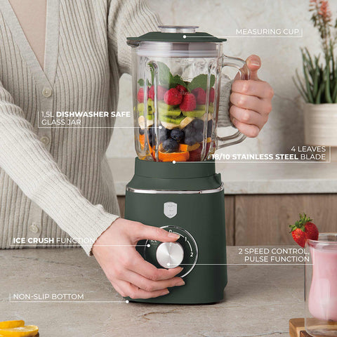  BH/9707,BH/9823,Batidora de vaso con jarra de cristal de 1,5L, 1000W,Verde mate,batidora de vaso c.,eléctrica,batidora de vaso,licuadora,batidora,turmix,Electrodomésticos de cocina