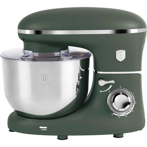 Product image of Kitchen machine. Part of the Matte Green Collection . Features: • Material: stainless steel, plastic • 1300 W, 220-240V, 50/60 Hz • Include: • 18/10 stainless steel bowl 6L • Non-stick dough hook • Non-stick bea.... (Studio view). Official Berlinger Haus product, boosted by Promintra sl.