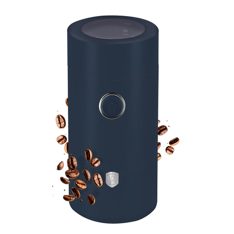 Product image of Electric coffee grinder. Part of the Deep Sea Collection . Features: • Power: 150 W • 220V-240V 50/60 Hz • Stainless steel bowl • Stainless steel blades • Color: mat blue. (Studio view). Official Berlinger Haus product, boosted by Promintra sl.