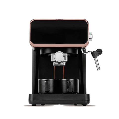 Cafetera eléctrica, cafetera espresso con espumador de leche, eléctrica, cafetera espresso, negra/oro rosa, NUEVA, BH/9732