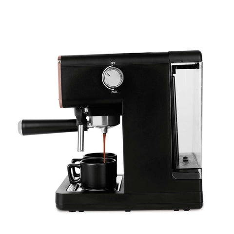 Cafetera eléctrica, cafetera espresso con espumador de leche, eléctrica, cafetera espresso, negra/oro rosa, NUEVA, BH/9732