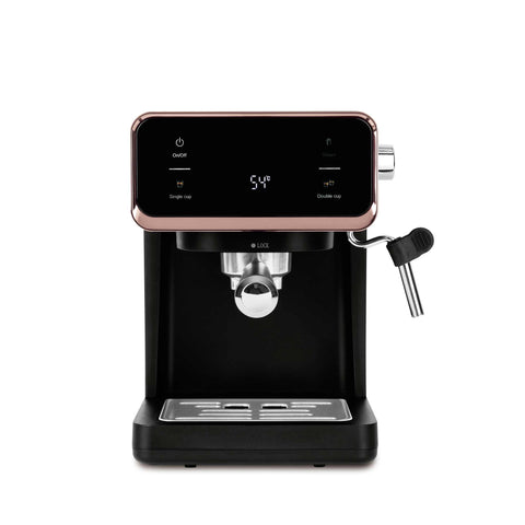 Cafetera eléctrica, cafetera espresso con espumador de leche, eléctrica, cafetera espresso, negra/oro rosa, NUEVA, BH/9732