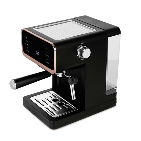Product image of Digital espresso coffee maker 3in1. Part of the Black Rose Collection . Features: • Material: stainless steel • Power: 950 W • Voltage: 220-240V 50/60 Hz • 1L water tank • 1 and 2 cup filter • 2 in 1 plastic spoon with tamper • S.... (Studio view). Official Berlinger Haus product, boosted by Promintra sl.