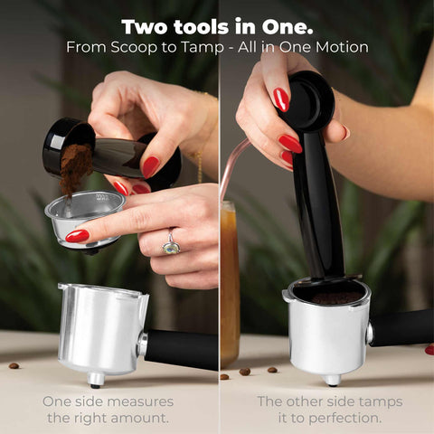 Product image of Digital espresso coffee maker 3in1. Part of the Black Rose Collection . Features: • Material: stainless steel • Power: 950 W • Voltage: 220-240V 50/60 Hz • 1L water tank • 1 and 2 cup filter • 2 in 1 plastic spoon with tamper • S.... (Studio view). Official Berlinger Haus product, boosted by Promintra sl.