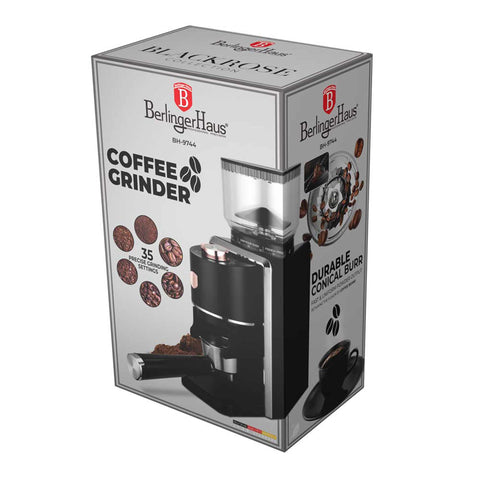 BH/9744, Molinillo de café eléctrico profesional, Negro, Oro rosa, Molinillo de café, Eléctrico, Molinillo de café eléctrico, Electrodomésticos de cocina