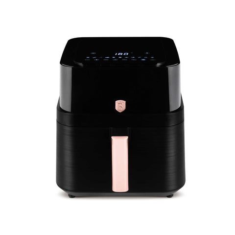 BH/9748, Freidora de aire de 7,2 L con ventana visible, color negro y oro rosa, eléctrica, digital, sin aceite, con ventana, electrodomésticos de cocina